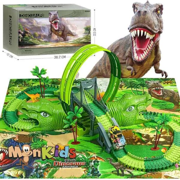 Pista Dino Race Track 196 Pcs + 2 Pilas Usb, Importado Monkids - Imagen 6