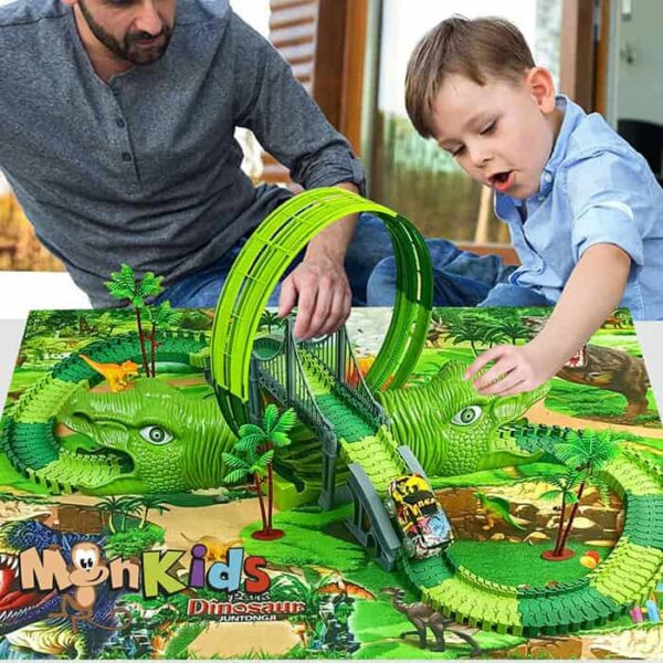 Pista Dino Race Track 196 Pcs + 2 Pilas Usb, Importado Monkids - Imagen 3