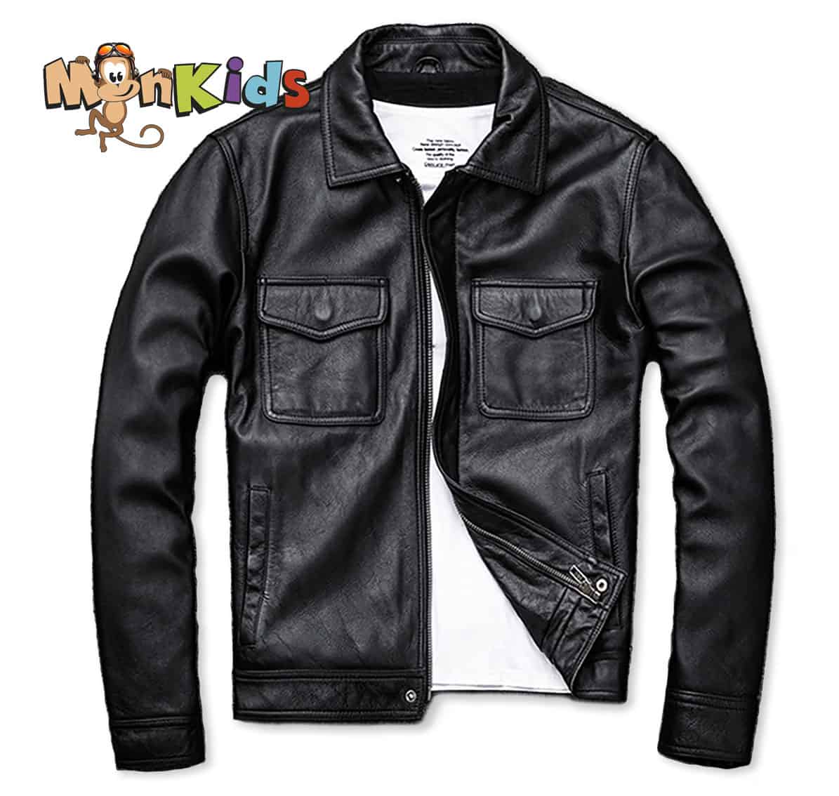 Chaqueta de Cuero Hombre, 100% Cuero Natural, Imp. MonKids Motoquero