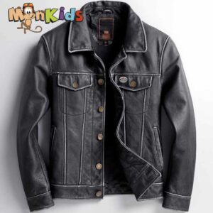 Chaqueta de Cuero Hombre Estilo Biker, 100% Cuero Natural, Imp. MonKids Motoquero