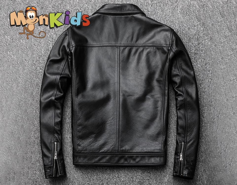 Chaqueta de Cuero Hombre, 100% Cuero Natural, Imp. MonKids Motoquero - Imagen 2