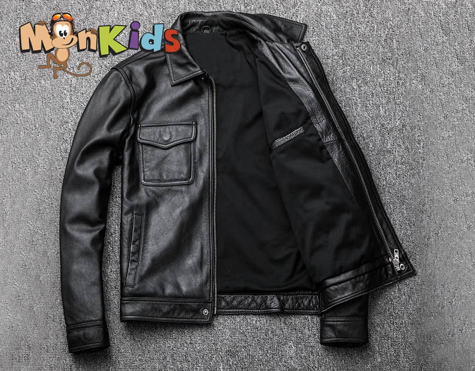 Chaqueta de Cuero Hombre, 100% Cuero Natural, Imp. MonKids Motoquero - Imagen 3