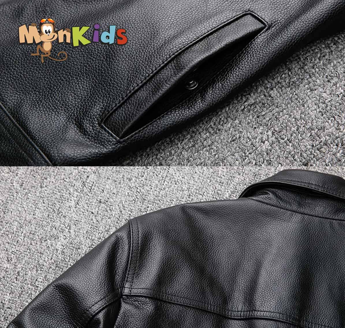 Chaqueta de Cuero Hombre, 100% Cuero Natural, Imp. MonKids Motoquero - Imagen 6