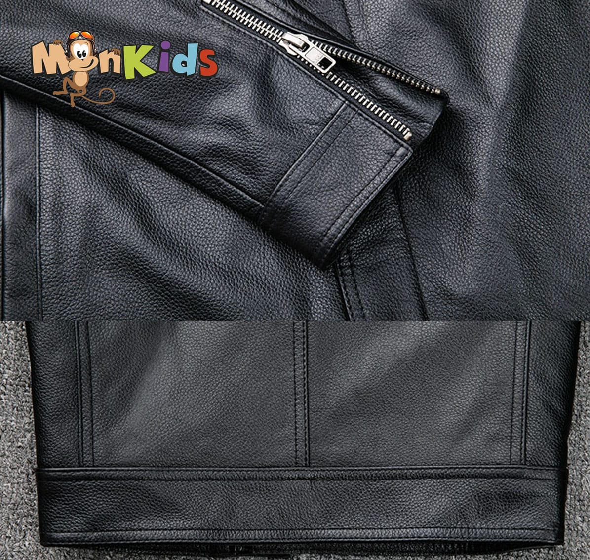 Chaqueta de Cuero Hombre, 100% Cuero Natural, Imp. MonKids Motoquero - Imagen 5