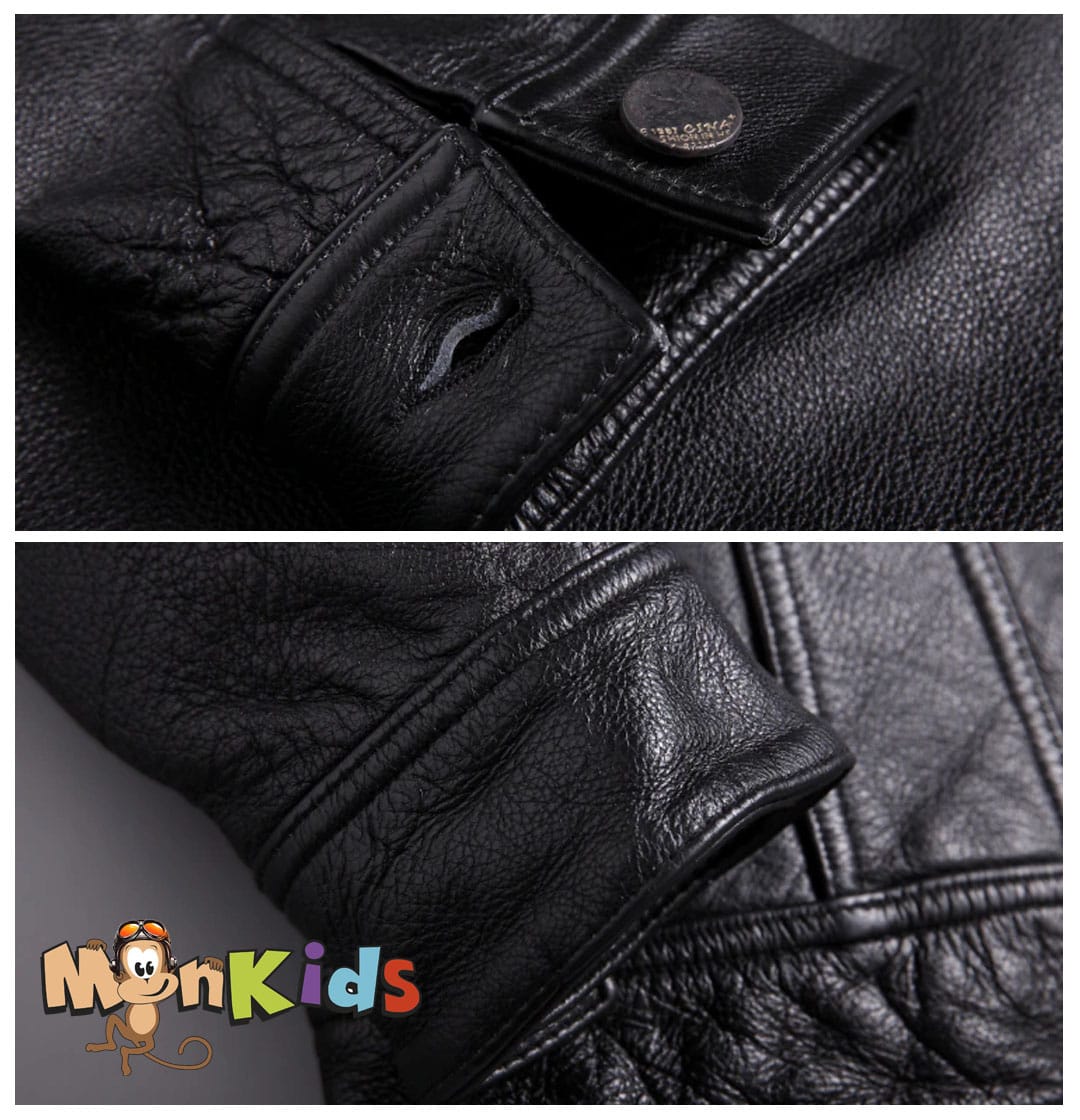 Chaqueta de Cuero Hombre Estilo Biker, 100% Cuero Natural, Imp. MonKids Motoquero - Imagen 6