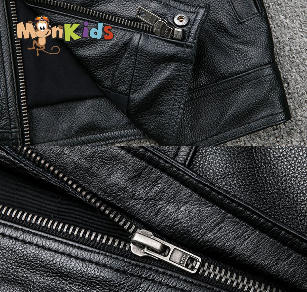 Chaqueta de Cuero Hombre, 100% Cuero Natural, Imp. MonKids Motoquero - Imagen 4