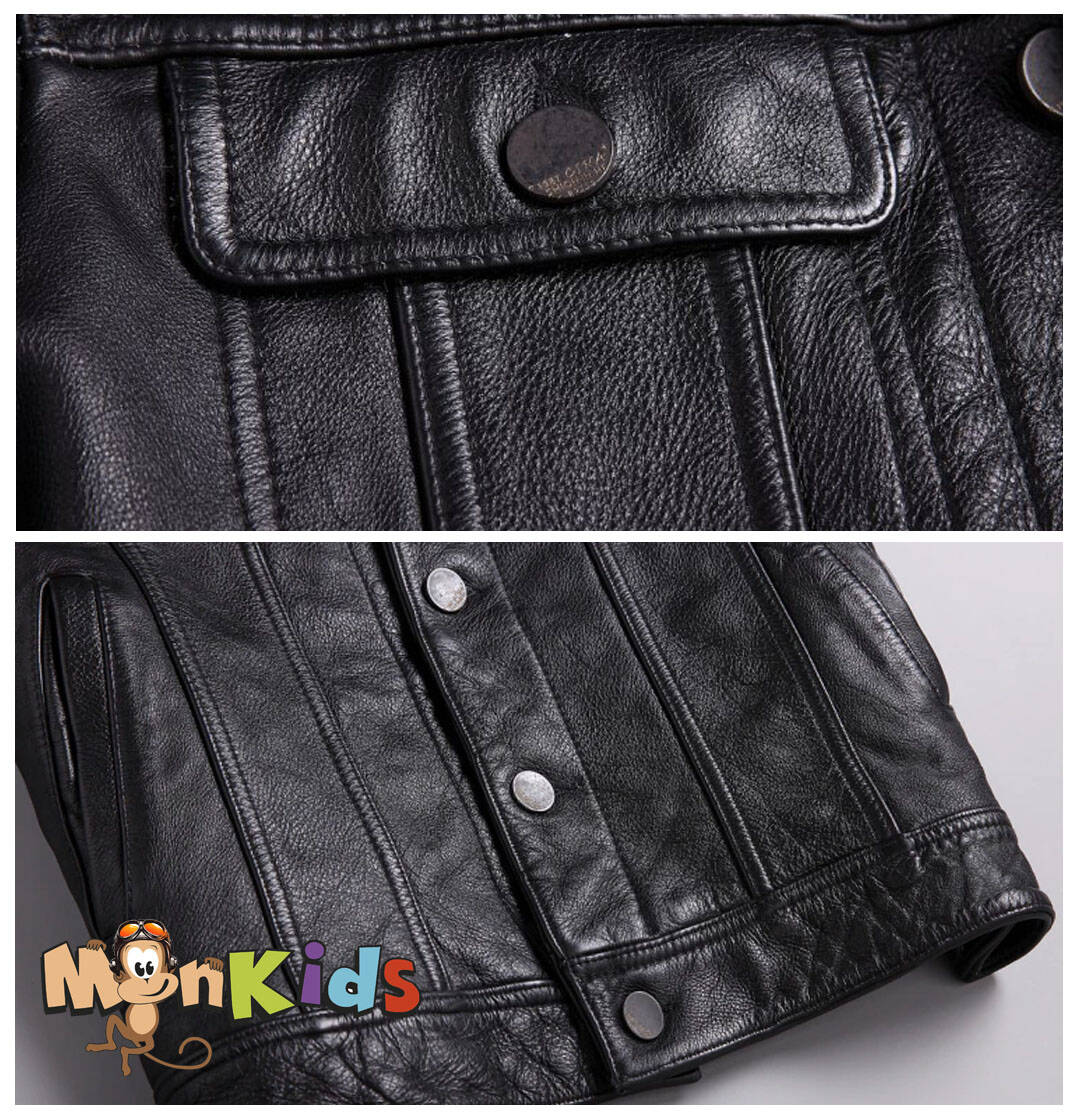 Chaqueta de Cuero Hombre Estilo Biker, 100% Cuero Natural, Imp. MonKids Motoquero - Imagen 5
